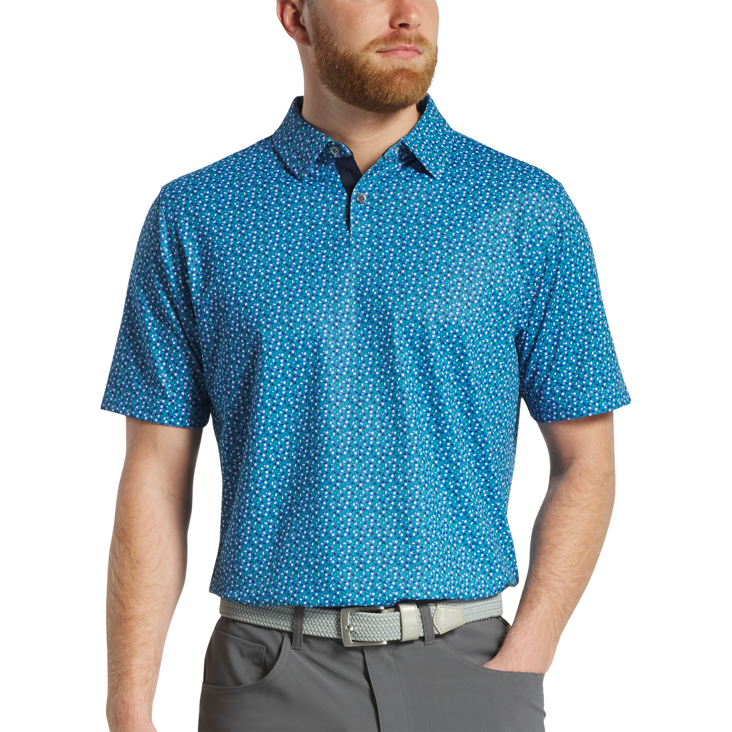 FOOTJOY GEOMETRY PRINT STRETCH PIQUE POLO