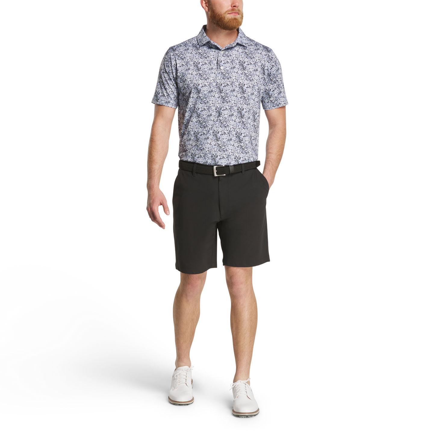 FOOTJOY GARDEN PRINT LISLE MEN'S POLO - PERIWINKLE