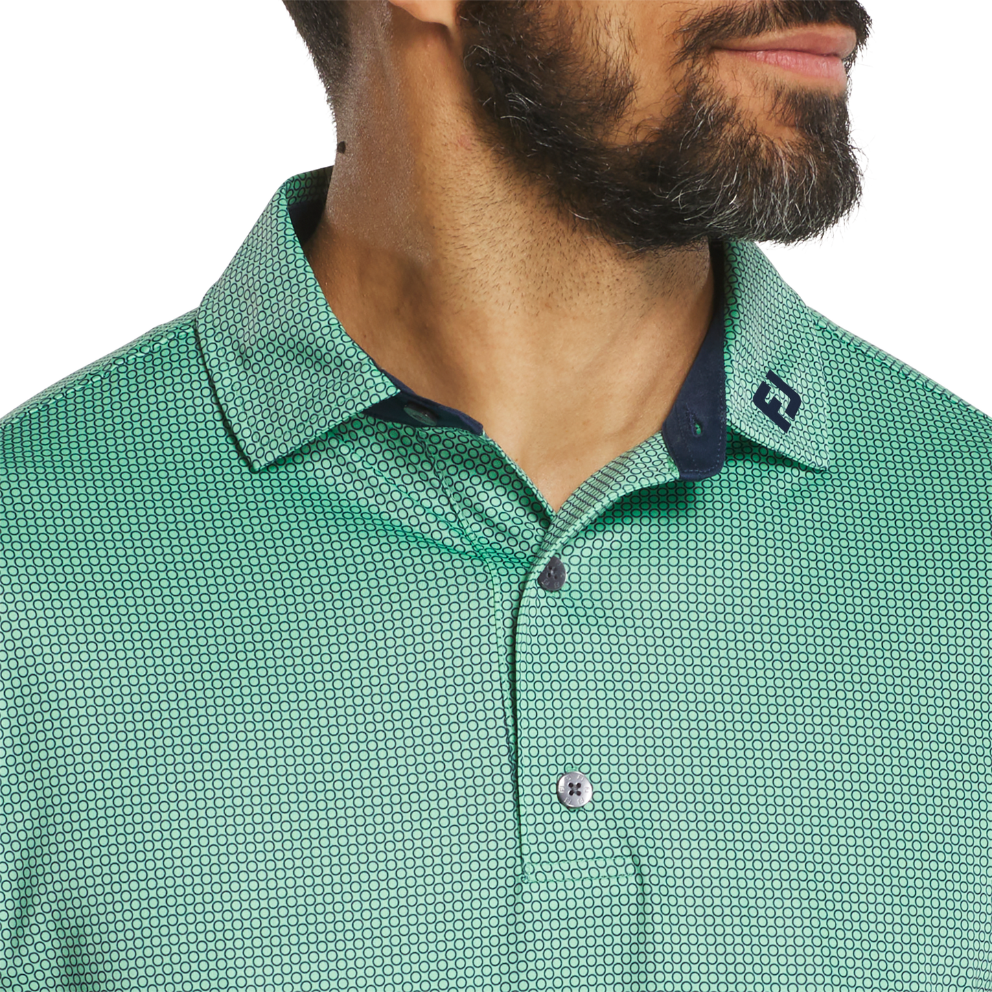 FOOTJOY MENS - CIRCLE FOULARD LISLE POLO - SEA FOAM/NAVY