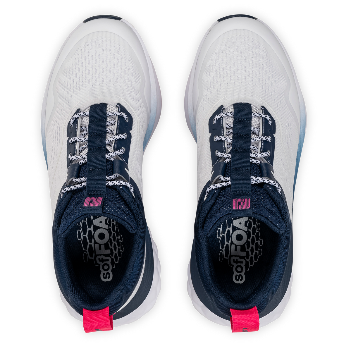 FOOTJOY WOMENS QUANTUM MESH SHOE - WHITE/NAVY/PINK