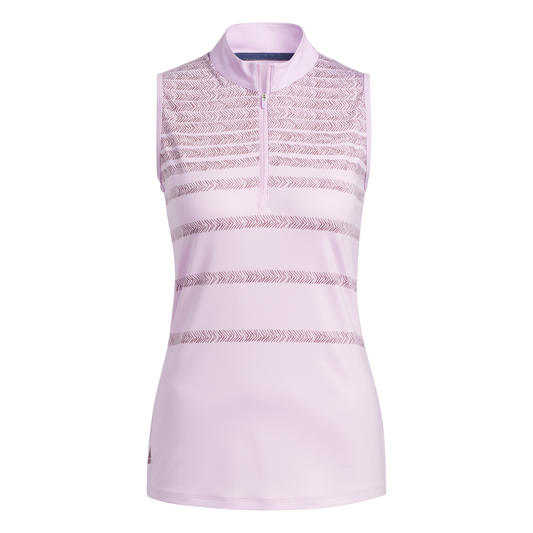 ADIDAS WOMEN'S HERRINGBONE STRIPE SLEEVELESS POLO