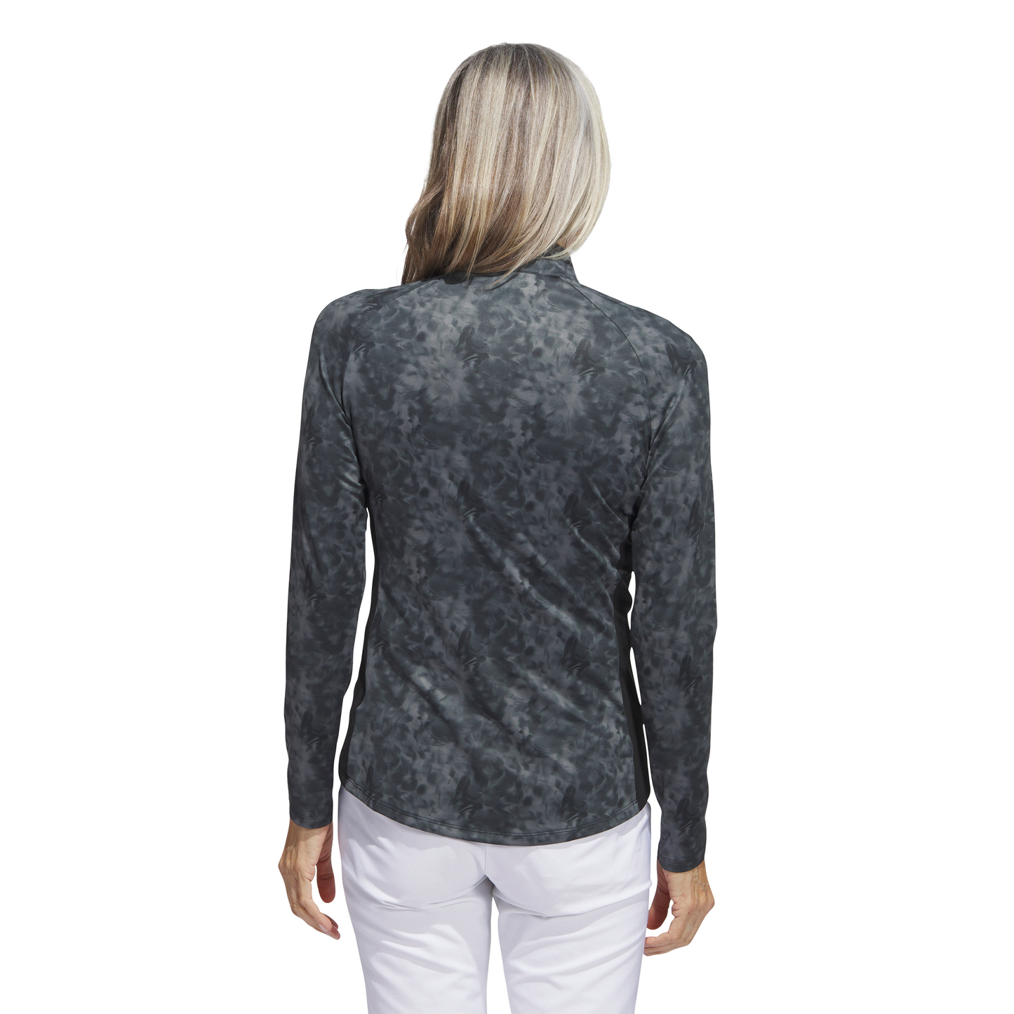 ADIDAS WOMEN'S ESSENTIALS PRINTED LONG SLEEVE MOCK POLO