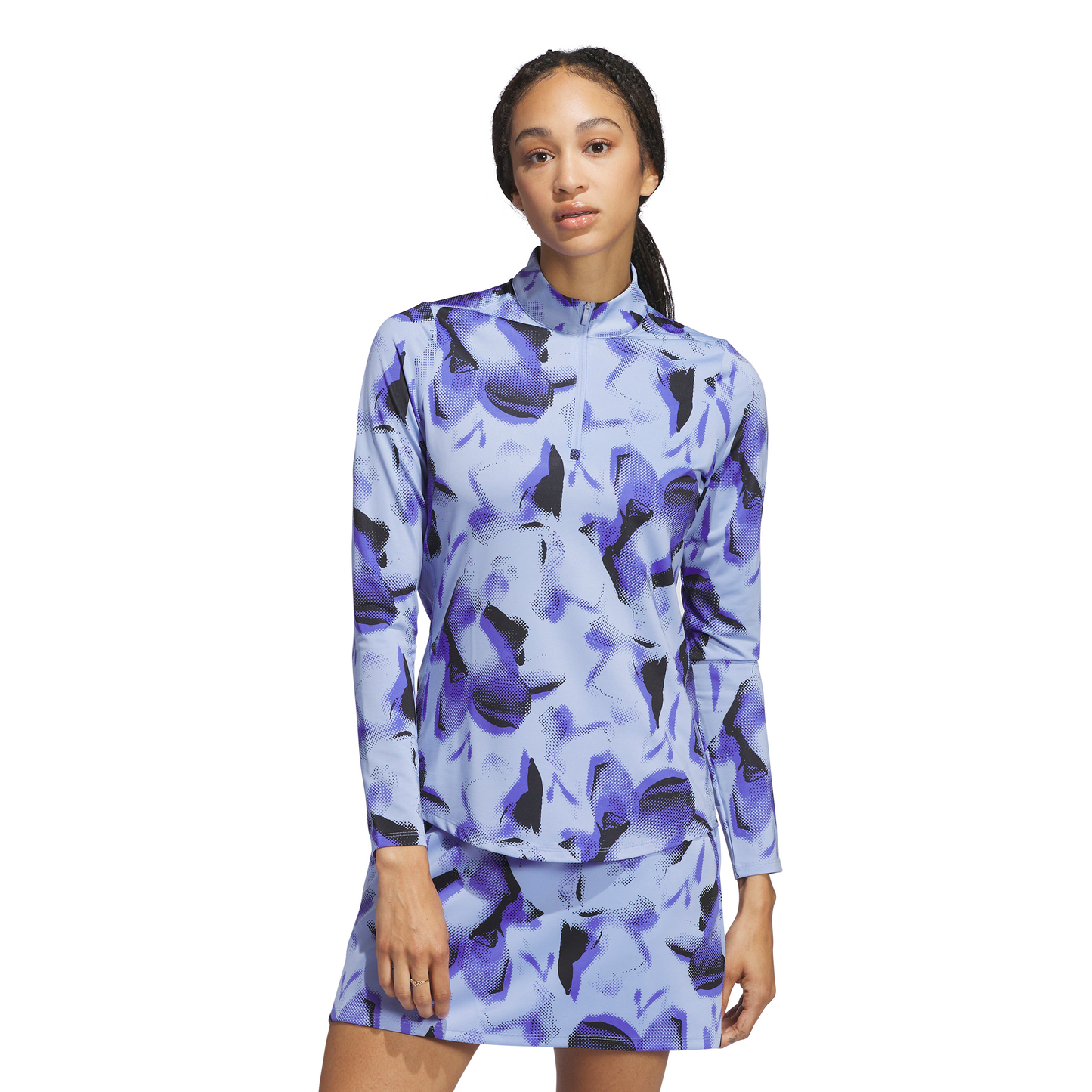ADIDAS WOMEN'S ULTIMATE365 PRINTED QUARTER ZIP MOCK