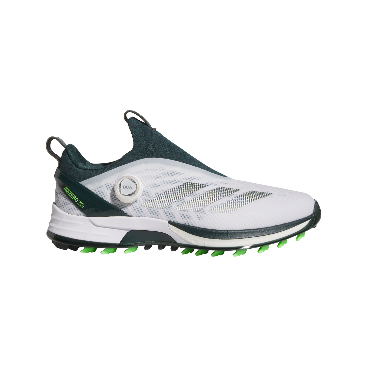 ADIDAS MEN'S ADIZERO ZG BOA SPIKELESS SHOE - FEATHER WHITE / AURORA IVY / LIME BURST