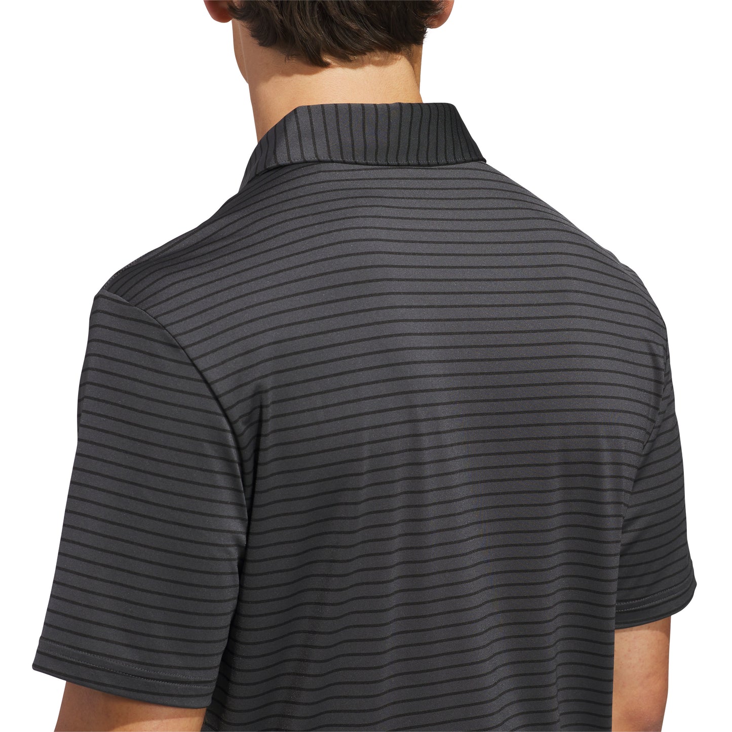 ADIDAS MENS PERFORMANCE TWO CLOUR STRIPE POLO - CARBON BLACK