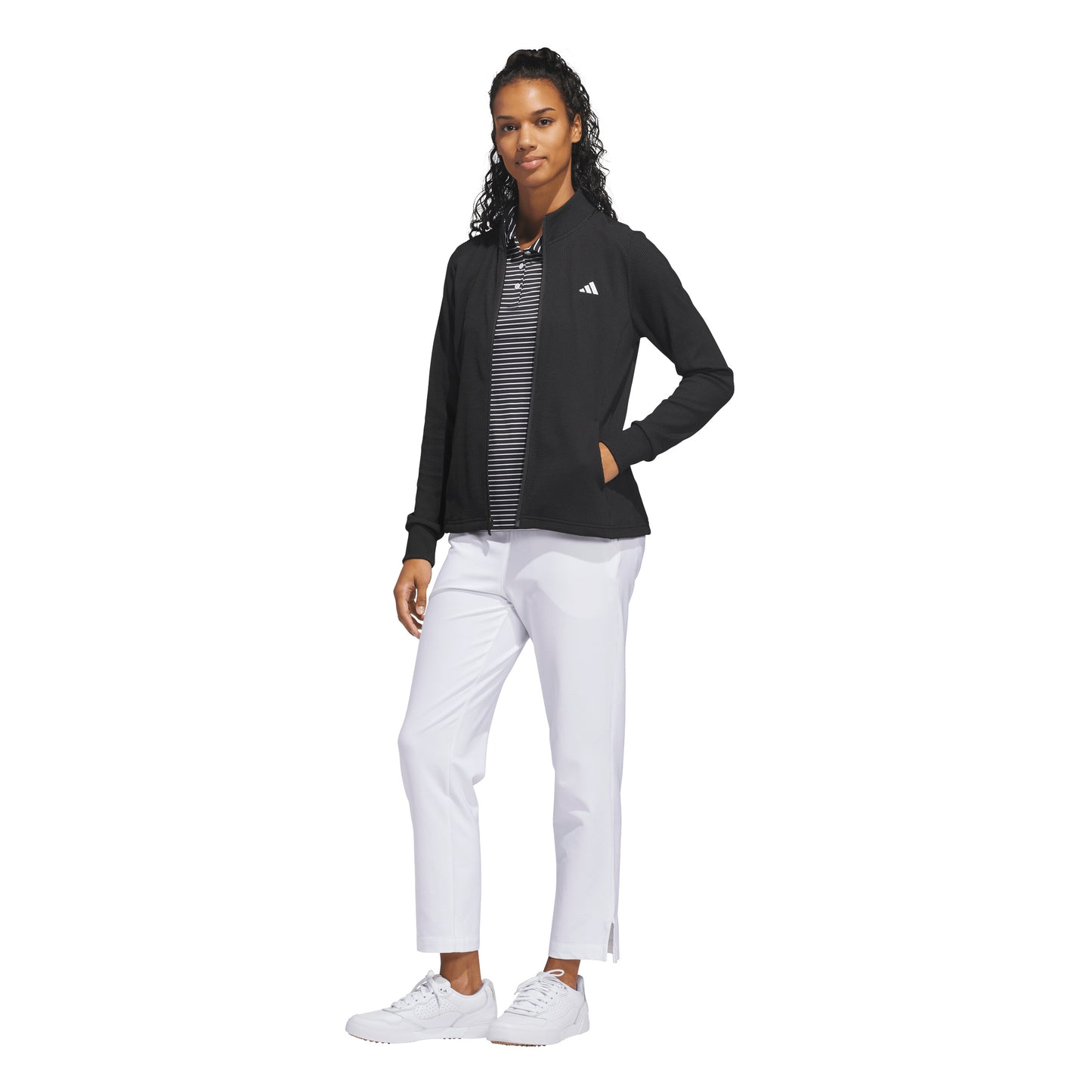 ADIDAS WOMESN PERFORMANCE TEXTURE FULL ZIP JACKET - BLACK