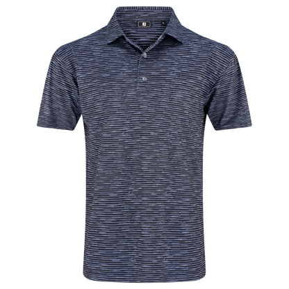 FOOTJOY BROKEN STRIPE PRINT MEN'S POLO - BLACK/PERIWINKLE