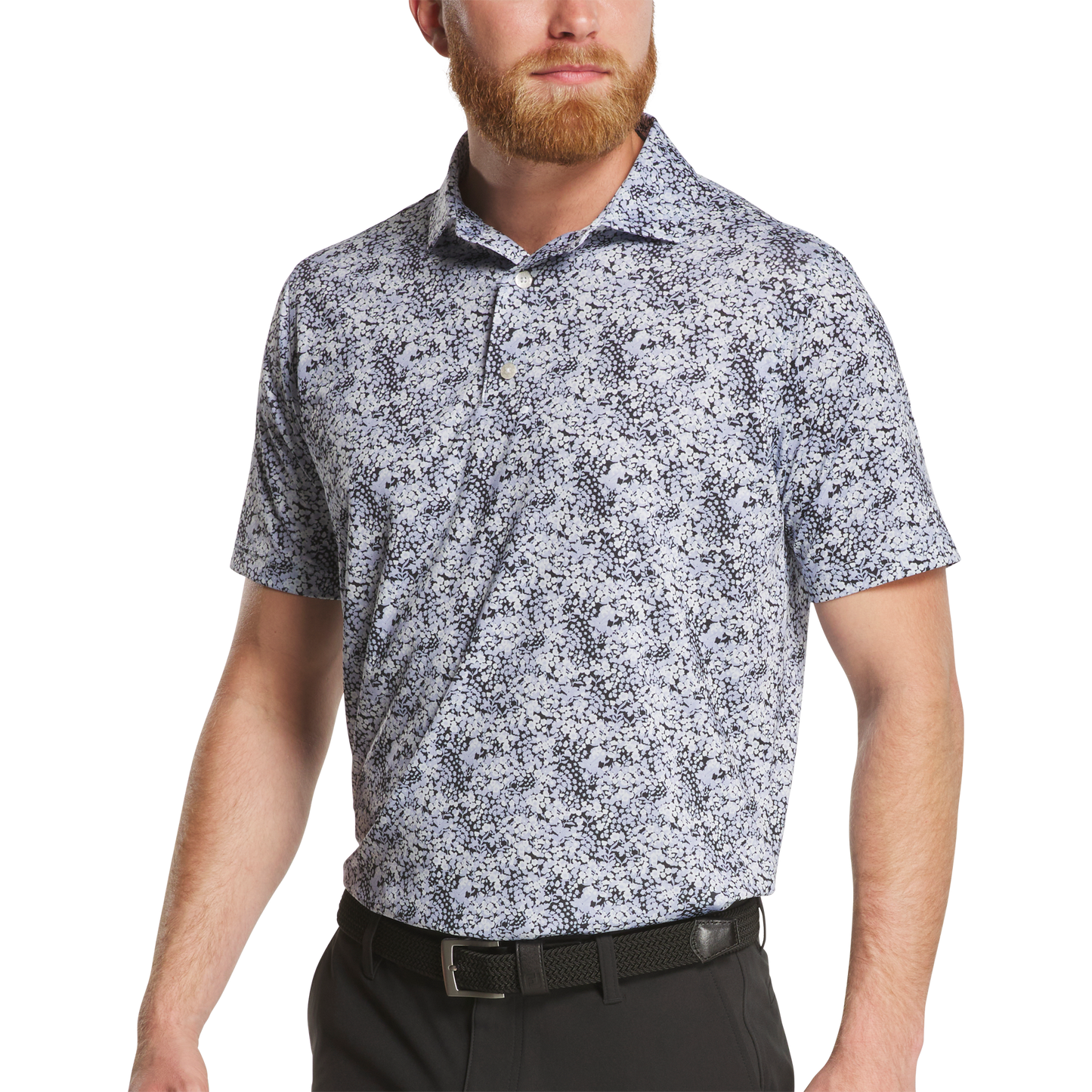 FOOTJOY GARDEN PRINT LISLE MEN'S POLO - PERIWINKLE