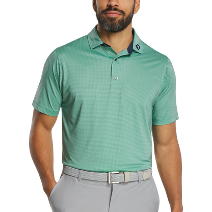 FOOTJOY MENS - CIRCLE FOULARD LISLE POLO - SEA FOAM/NAVY