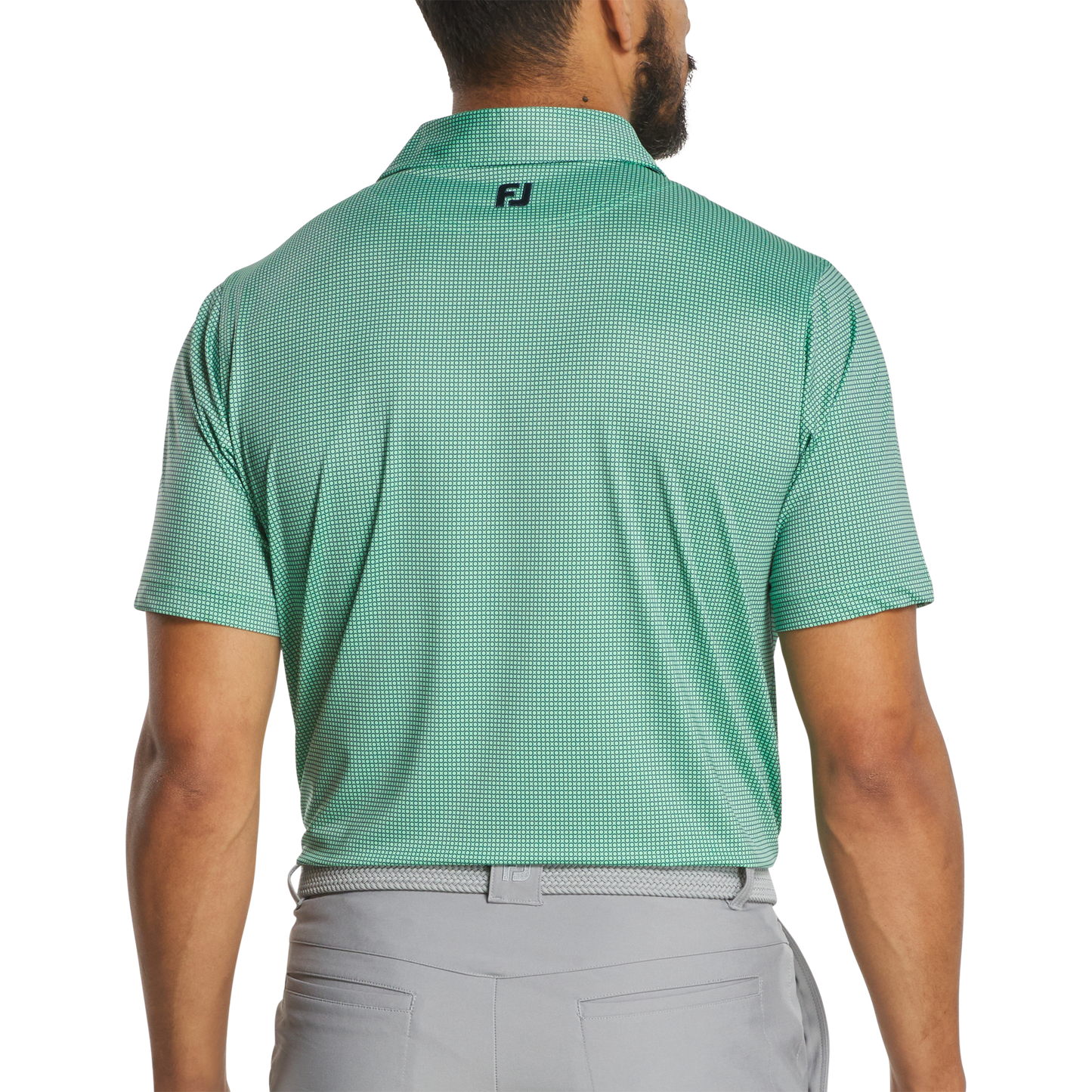 FOOTJOY MENS - CIRCLE FOULARD LISLE POLO - SEA FOAM/NAVY