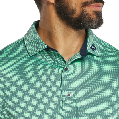 FOOTJOY MENS - CIRCLE FOULARD LISLE POLO - SEA FOAM/NAVY