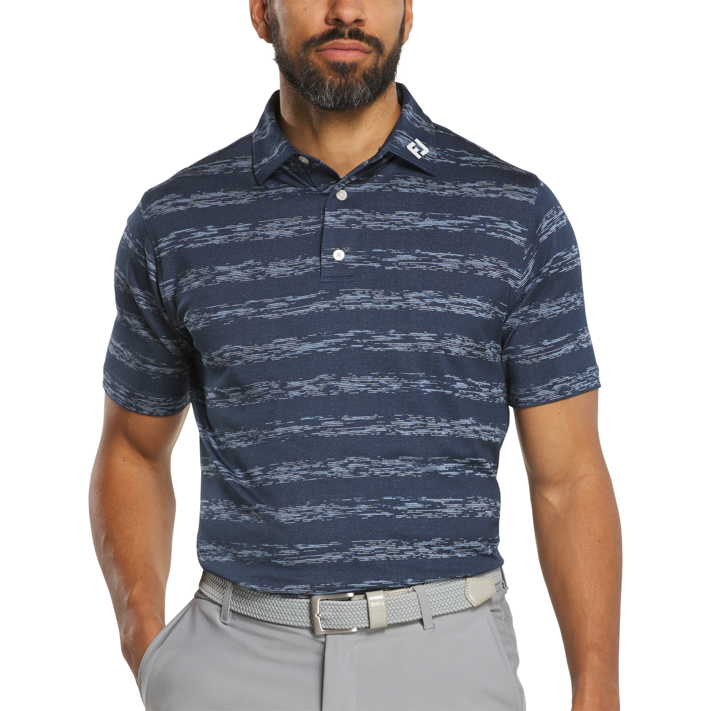 FOOTJOY MENS -  IKAT STRIPE POLO - NAVY