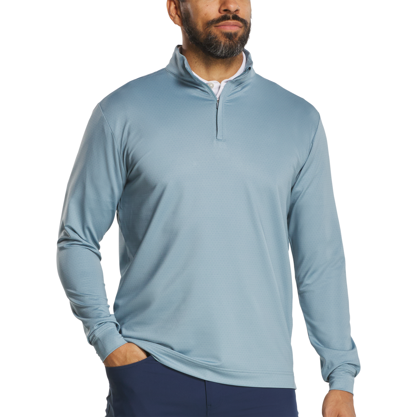 FOOTJOY MENS - TONAL DECO DIAMOND QZIP MIDLAYER - STEEL BLUE