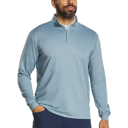 FOOTJOY MENS - TONAL DECO DIAMOND QZIP MIDLAYER - STEEL BLUE