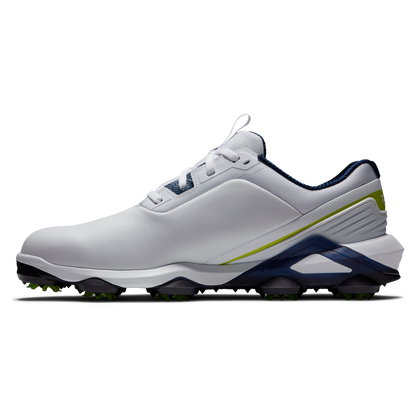 FOOTJOY MEN'S TOUR ALPHA SHOE- WHITE/NAVYLIME