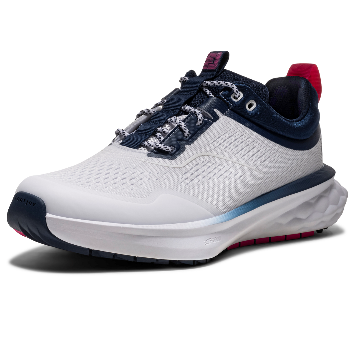 FOOTJOY WOMENS QUANTUM MESH SHOE - WHITE/NAVY/PINK
