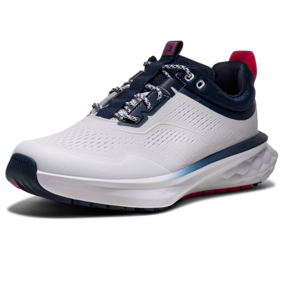 FOOTJOY WOMENS QUANTUM MESH SHOE - WHITE/NAVY/PINK