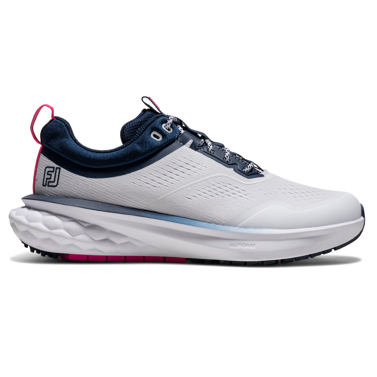 FOOTJOY WOMENS QUANTUM MESH SHOE - WHITE/NAVY/PINK