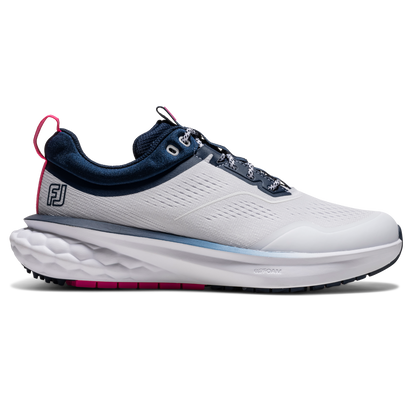 FOOTJOY WOMENS QUANTUM MESH SHOE - WHITE/NAVY/PINK