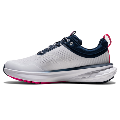 FOOTJOY WOMENS QUANTUM MESH SHOE - WHITE/NAVY/PINK