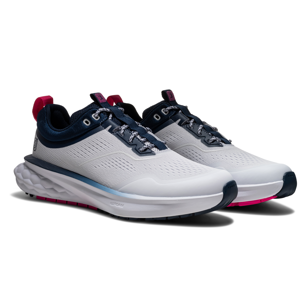 FOOTJOY WOMENS QUANTUM MESH SHOE - WHITE/NAVY/PINK
