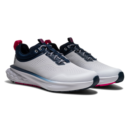 FOOTJOY WOMENS QUANTUM MESH SHOE - WHITE/NAVY/PINK