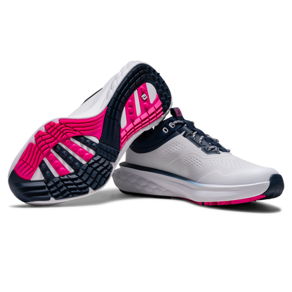 FOOTJOY WOMENS QUANTUM MESH SHOE - WHITE/NAVY/PINK