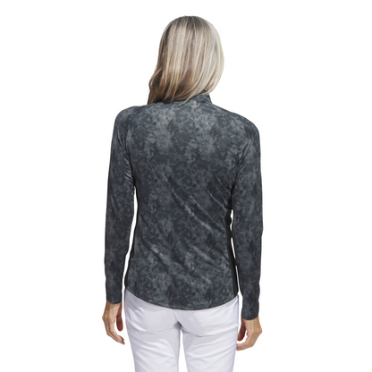 ADIDAS WOMEN'S ESSENTIALS PRINTED LONG SLEEVE MOCK POLO