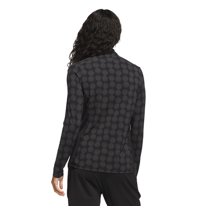 ADIDAS WOMENS ULTIMATE365 PRINTED QUARTER-ZIP MOCK POLO