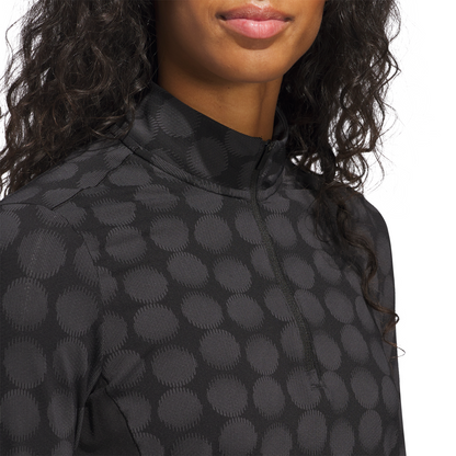 ADIDAS WOMENS ULTIMATE365 PRINTED QUARTER-ZIP MOCK POLO