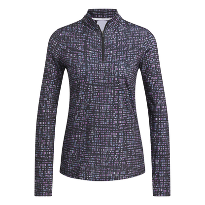 ADIDAS WOMENS ULTIMATE365 PRINTED QUARTER ZIP MOCK