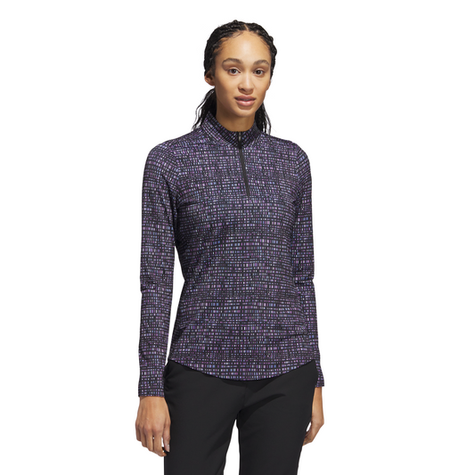 ADIDAS WOMENS ULTIMATE365 PRINTED QUARTER ZIP MOCK