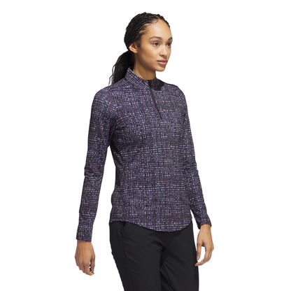 ADIDAS WOMENS ULTIMATE365 PRINTED QUARTER ZIP MOCK