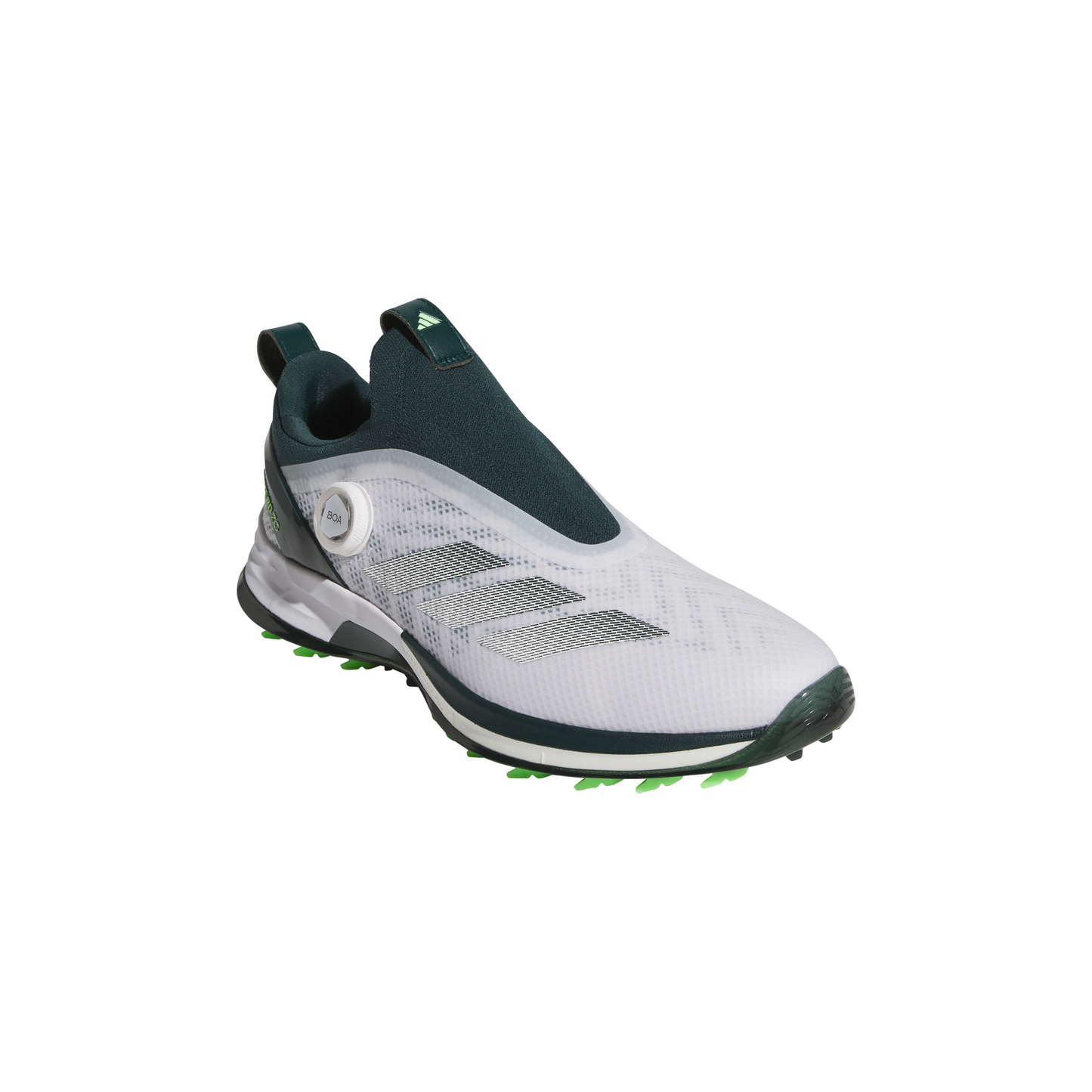 ADIDAS MEN'S ADIZERO ZG BOA SPIKELESS SHOE - FEATHER WHITE / AURORA IVY / LIME BURST