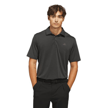 ADIDAS MENS PERFORMANCE TWO CLOUR STRIPE POLO - CARBON BLACK