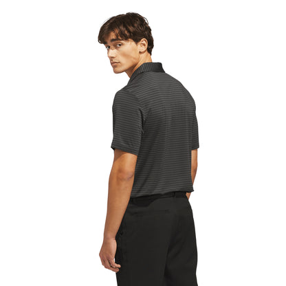 ADIDAS MENS PERFORMANCE TWO CLOUR STRIPE POLO - CARBON BLACK