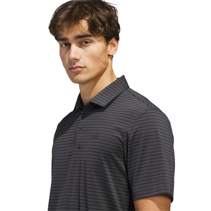 ADIDAS MENS PERFORMANCE TWO CLOUR STRIPE POLO - CARBON BLACK