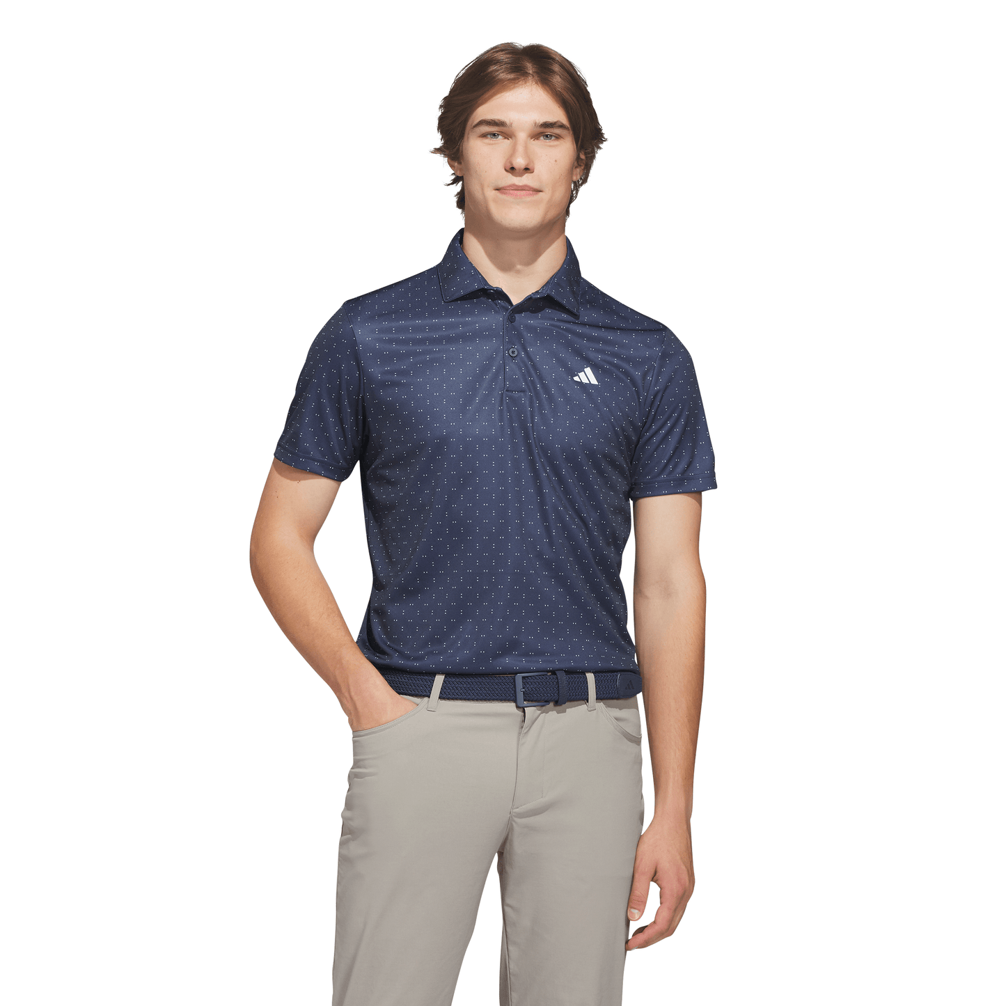 ADIDAS MENS PERFORMANCE TEXTURED PRINT POLO SHIRT