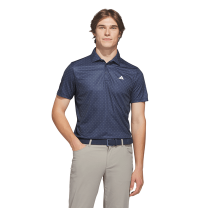 ADIDAS MENS PERFORMANCE TEXTURED PRINT POLO SHIRT