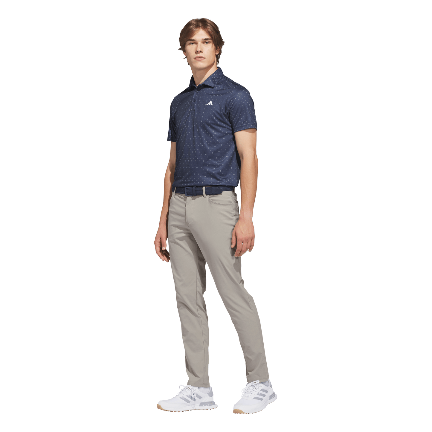 ADIDAS MENS PERFORMANCE TEXTURED PRINT POLO SHIRT
