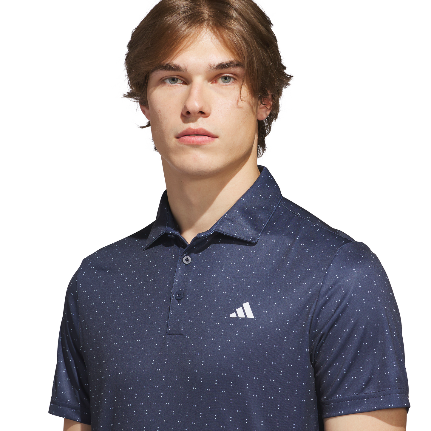 ADIDAS MENS PERFORMANCE TEXTURED PRINT POLO SHIRT