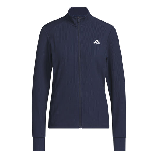 ADIDAS WOMESN PERFORMANCE TEXTURE FULL ZIP JACKET - NAVY