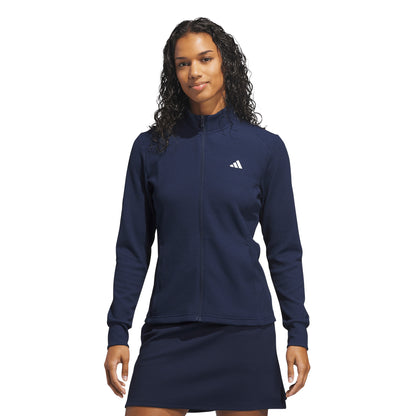 ADIDAS WOMESN PERFORMANCE TEXTURE FULL ZIP JACKET - NAVY