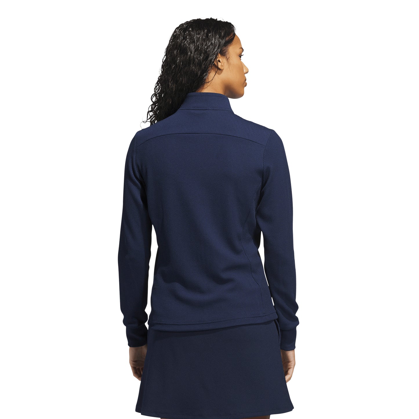 ADIDAS WOMESN PERFORMANCE TEXTURE FULL ZIP JACKET - NAVY