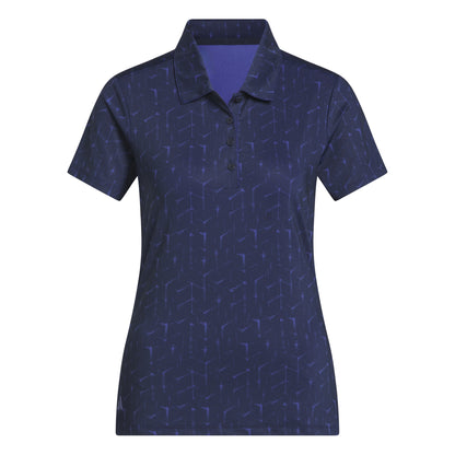 ADIDAS WOMENS PERFORMANCE PRINTED POLO SHIRT - NAVY