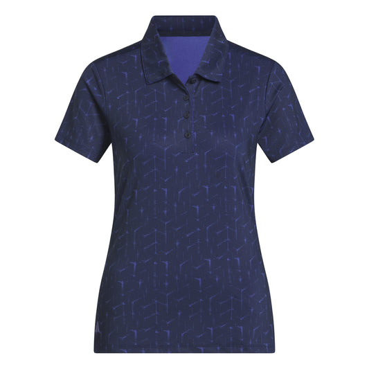 ADIDAS WOMENS PERFORMANCE PRINTED POLO SHIRT - NAVY