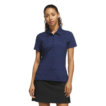 ADIDAS WOMENS PERFORMANCE PRINTED POLO SHIRT - NAVY