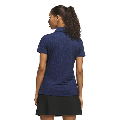 ADIDAS WOMENS PERFORMANCE PRINTED POLO SHIRT - NAVY