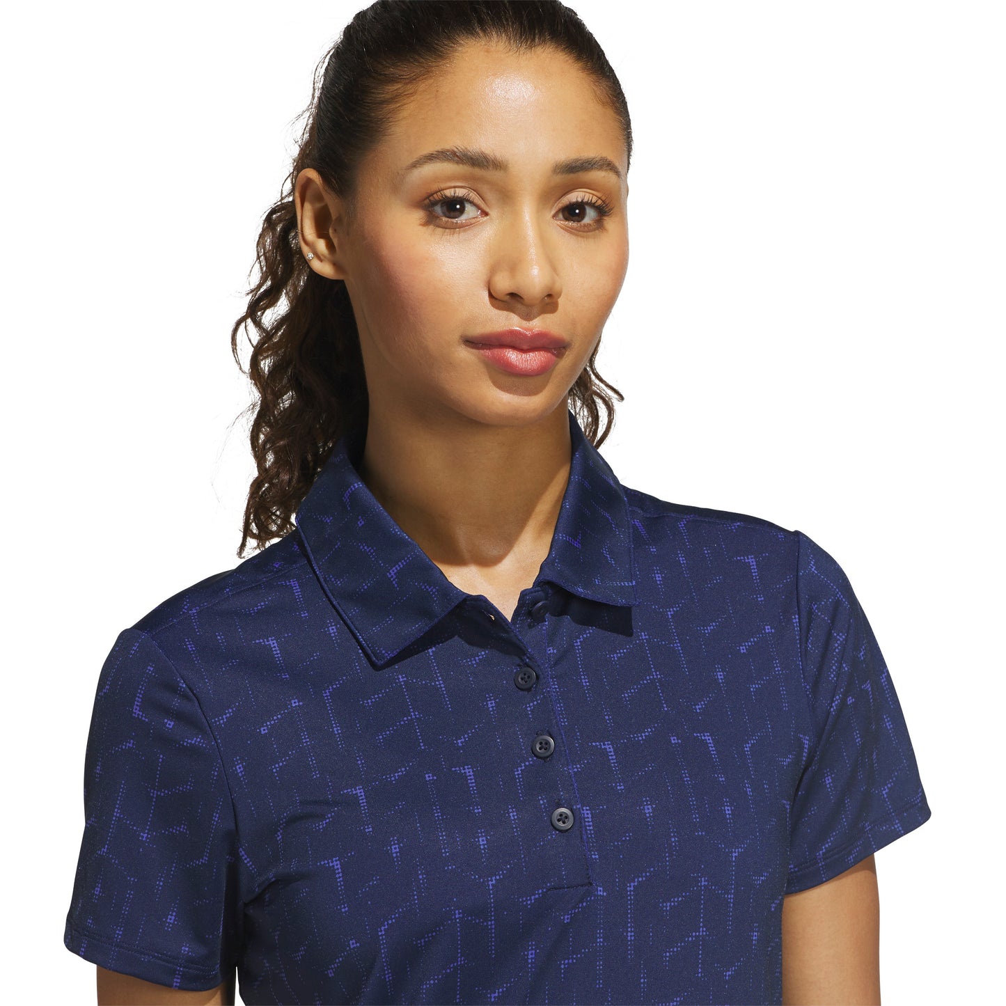 ADIDAS WOMENS PERFORMANCE PRINTED POLO SHIRT - NAVY
