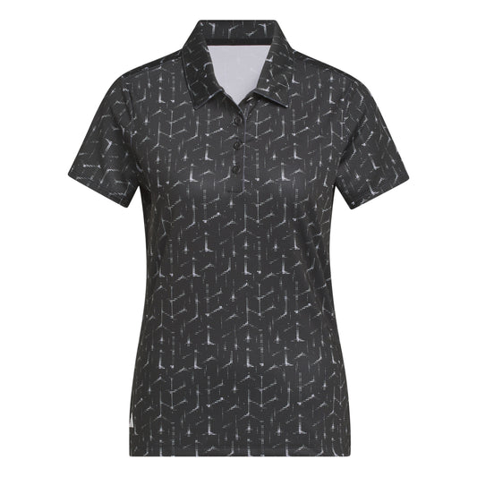 ADIDAS WOMENS AOP SS POLO - BLACK